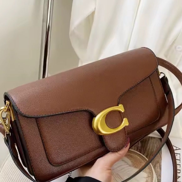 no br Handbags - Brown faux Leather Crossbody with Gold 'C' Hardware
